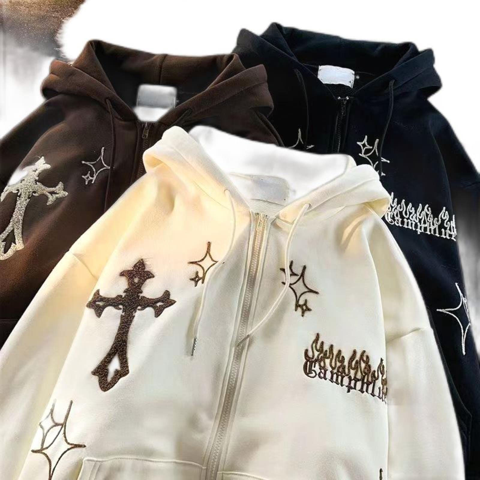 WSZJLN Hoodies Women Retro Harajuku Hip Hop Jacket High Street Zip